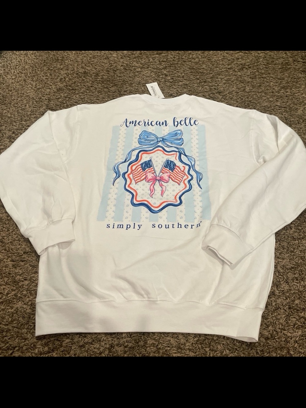 simply southern NWT American belle crewneck sweatshirt, size M/L